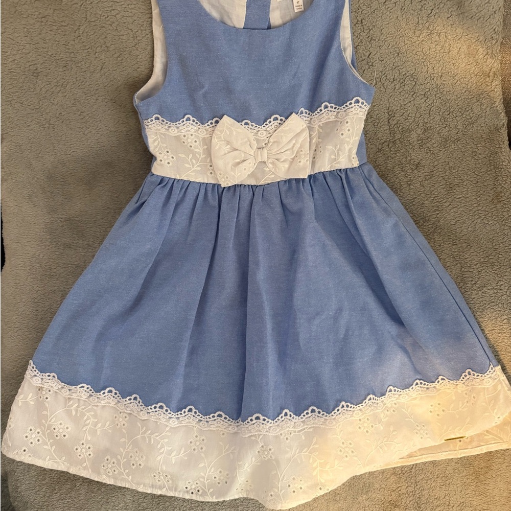Tahari Blue and White Lace Kids Dress